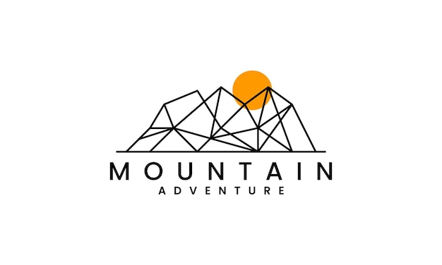 Mountain Adventure logo design with simple line art style