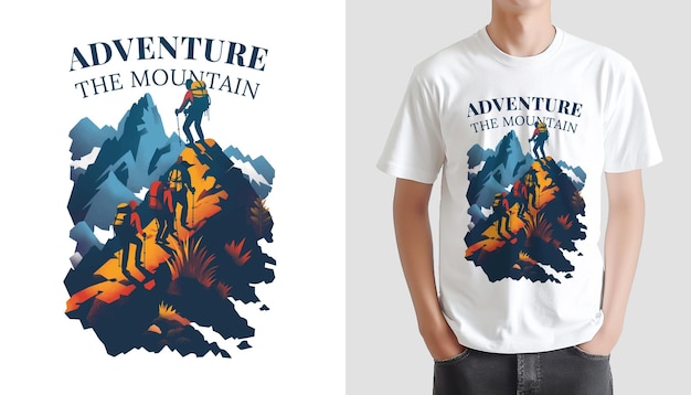 Vector mountain adventure never stop exploring tshirt design flat illustration