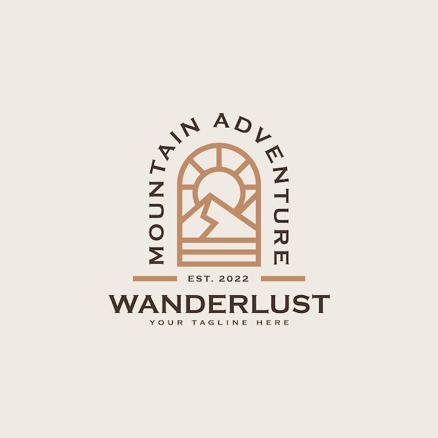 Mountain Adventure and Outdoor Vintage Logo Template Badge or Emblem Style Vector Illustration