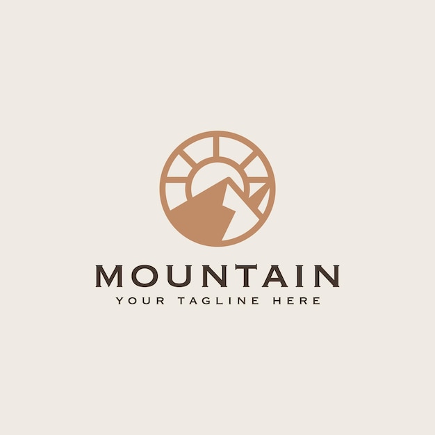 Mountain Adventure and Outdoor Vintage Logo Template Badge or Emblem Style Vector Illustration