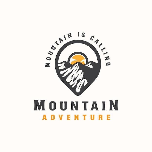 Mountain Adventure and Outdoor Vintage Logo Template. Badge or Emblem Style.  