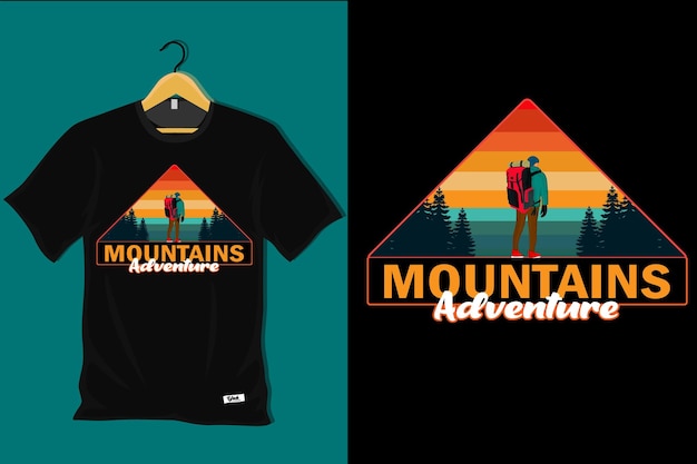 Mountain Adventure Retro T Shirt Design