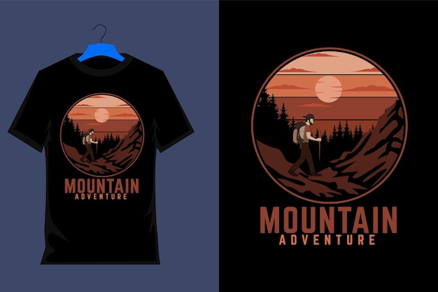 Mountain Adventure Retro T Shirt Design