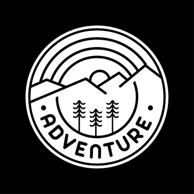 Mountain Adventure Simple Black and White Monoline Logo Emblem