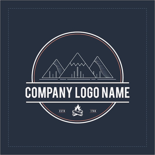 Mountain artwork adventure travel retro vintage style logo design