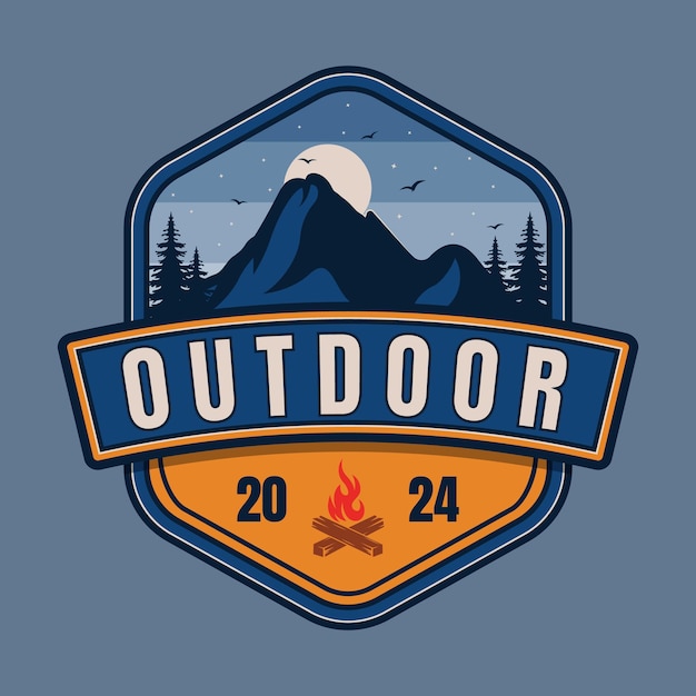 Mountain badge logo Adventure logo Outdoor adventure badge