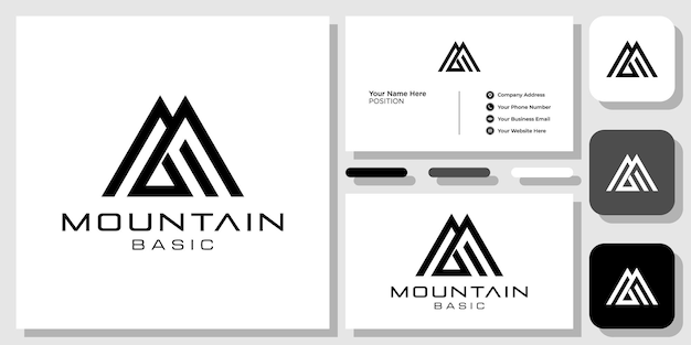 Mountain Basic initials clean simple bold creative with business card template