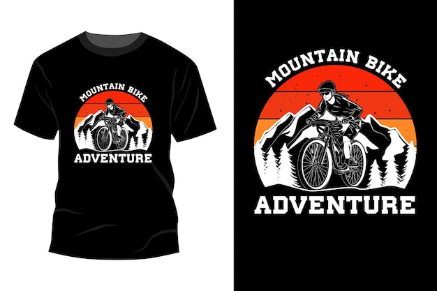 Mountain bike adventure t-shirt mockup design silhouette vintage retro