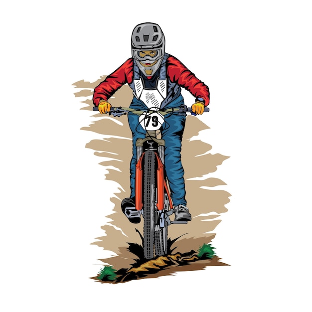 Mountain bike Downhill racing vector illustration perfect for t shirt design