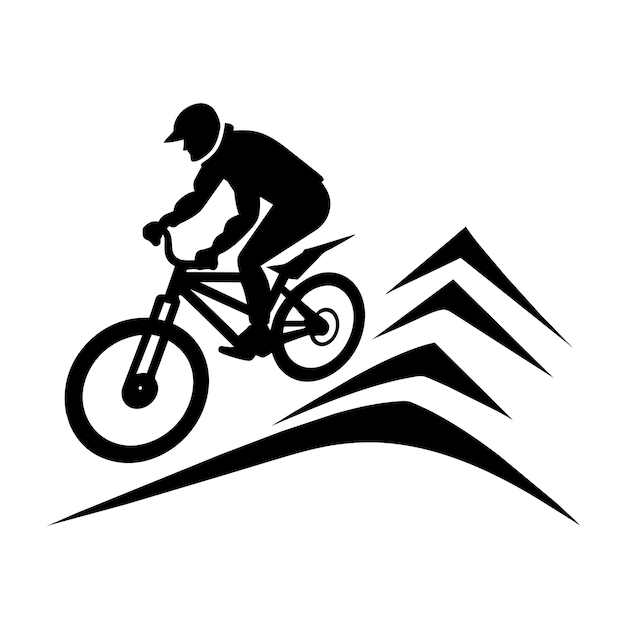 Mountain bike downhill vector silhouette white background 16