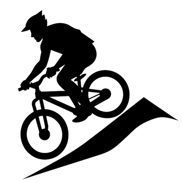 Mountain bike downhill vector silhouette white background 17