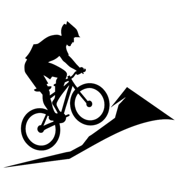 Mountain bike downhill vector silhouette white background 18