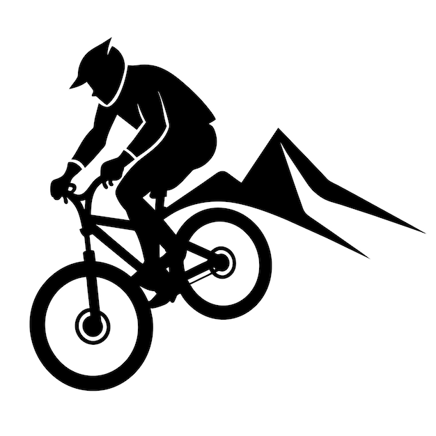 Mountain bike downhill vector silhouette white background 2