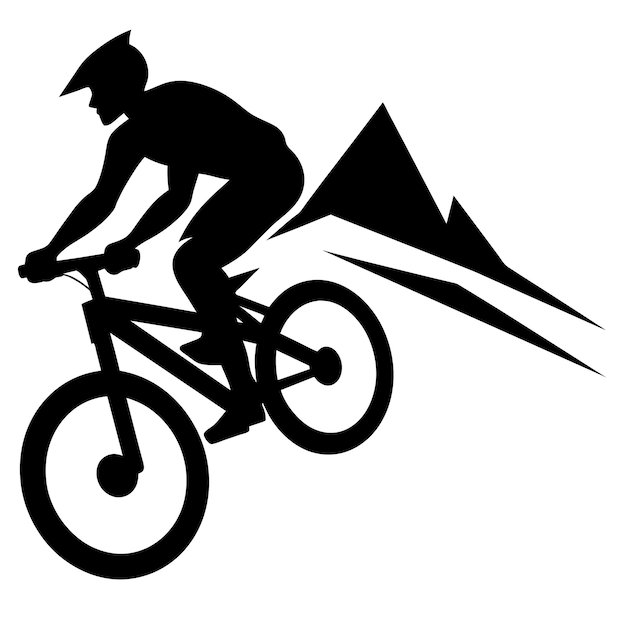 Mountain bike downhill vector silhouette white background 3