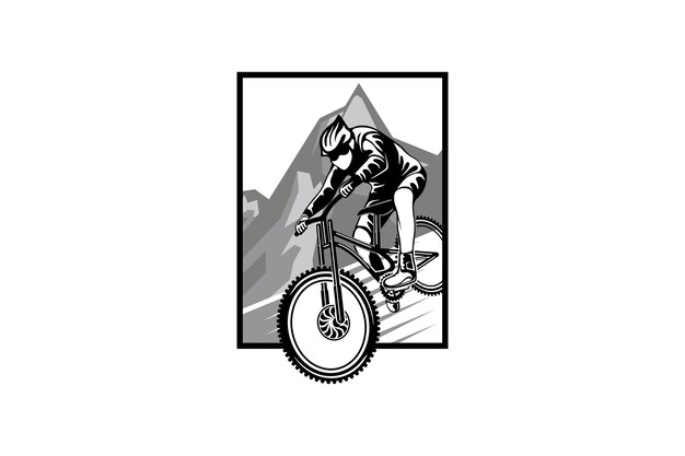 Vector mountain bike logo extreme downhill bike sports logo design template