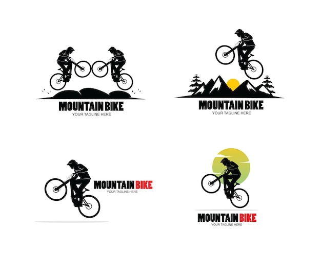 Mountain bike logo silhouette collection set