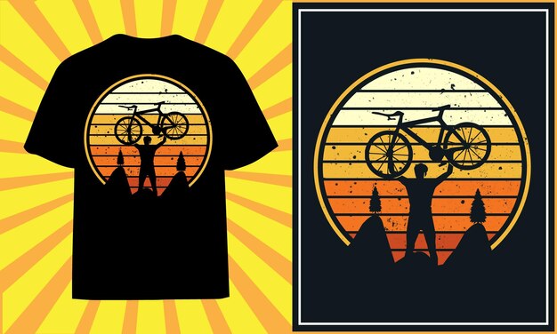 Vector mountain bike retro vintage bike t-shirt design premium vector