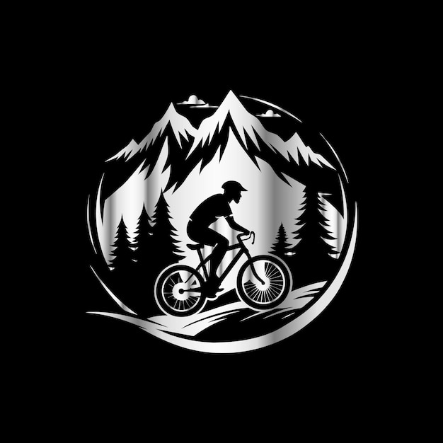 Vector mountain bike rider in the mountains extreme sport vector illustration mountain bike vector logo