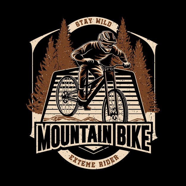 Vector mountain bike silhouette logo bicycle downhill vintage logo illustration vector