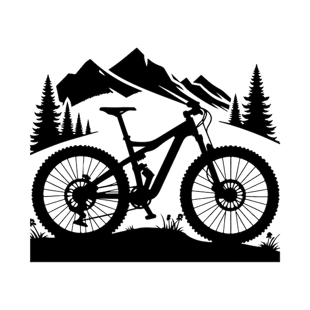 Vector mountain bike vector cycling outdoor label vector silhouette