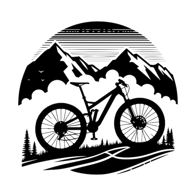 Vector mountain bike vector cycling outdoor label vector silhouette