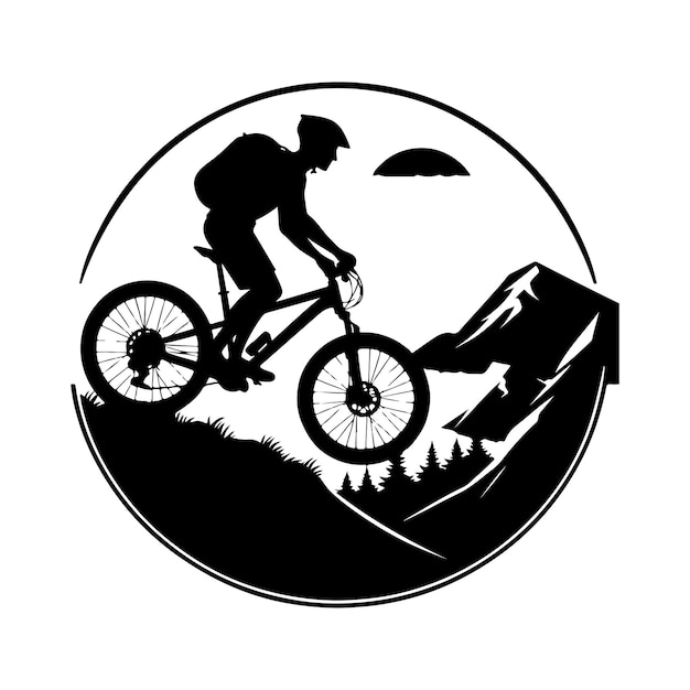 Vector mountain bike vector cycling outdoor label vector silhouette