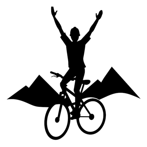 Mountain biker A mountain Rider ride the bike on mountain vector silhouette win isolated white background 13