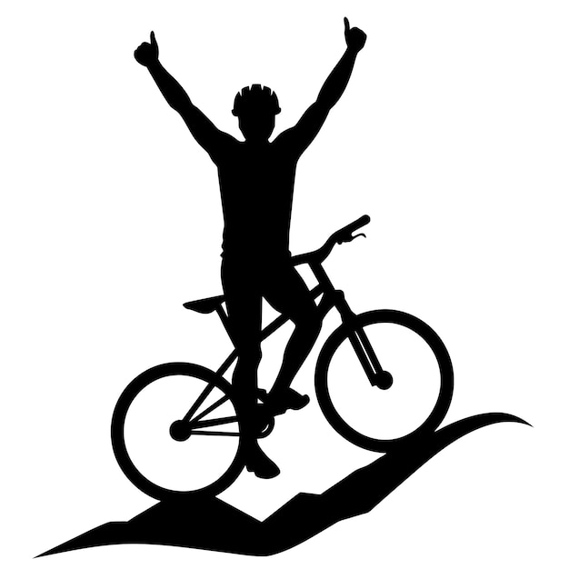 Mountain biker A mountain Rider ride the bike on mountain vector silhouette win isolated white background 19