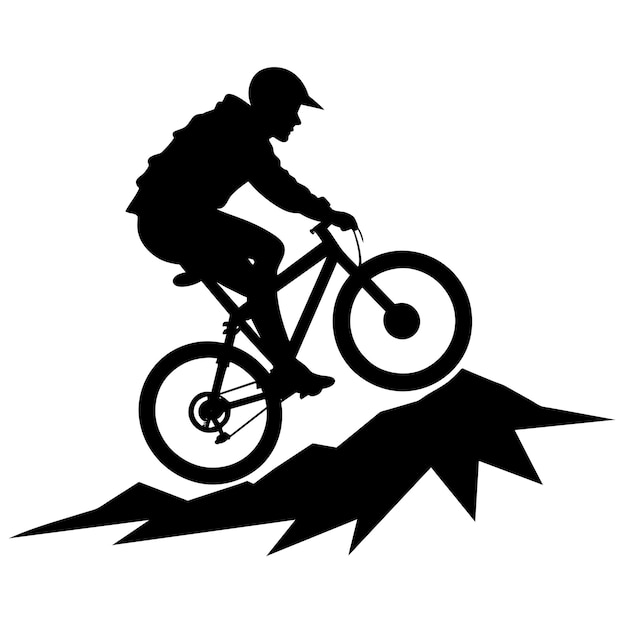 Mountain biker A mountain Rider ride the bike on mountain vector silhouette win isolated white background 21