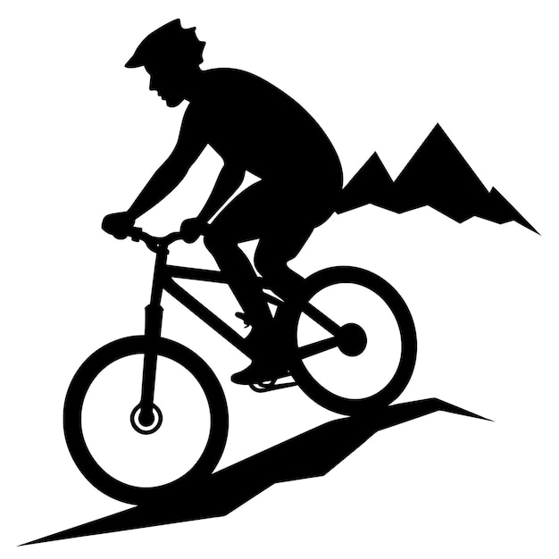 Mountain biker A mountain Rider ride the bike on mountain vector silhouette win isolated white background 28