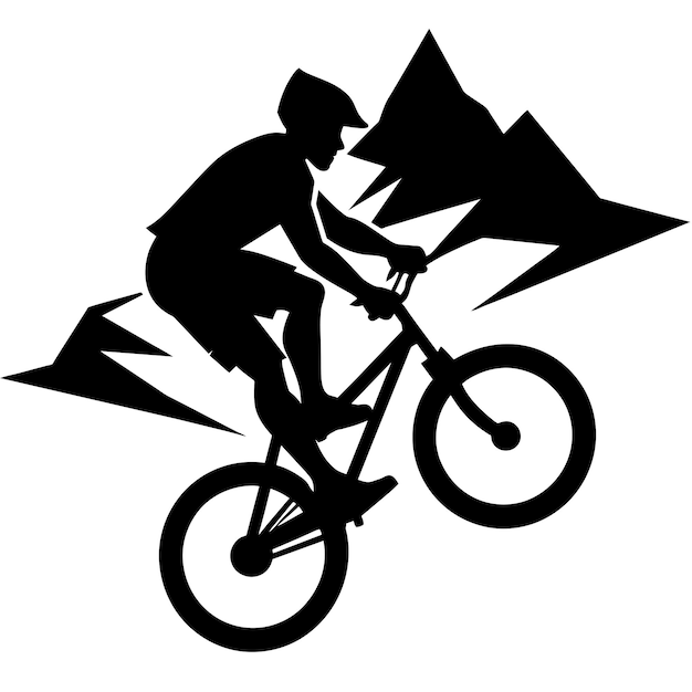 Mountain biker A mountain Rider ride the bike on mountain vector silhouette win isolated white background 29