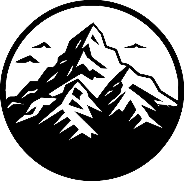 Mountain Black and White Isolated Icon Vector illustration