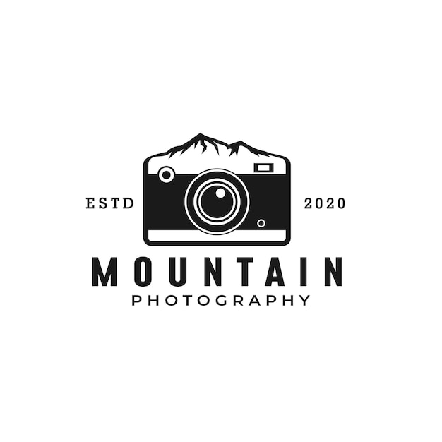 Mountain and Camera Logo Design Illustarion For Photography Business