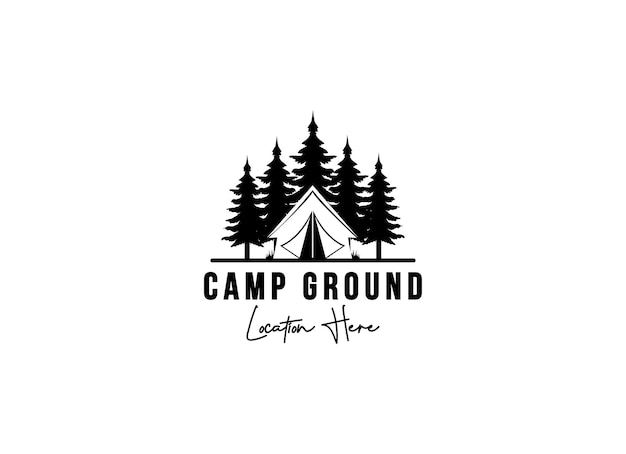 Mountain Camp Adventure in Forest Logo Design Inspiration