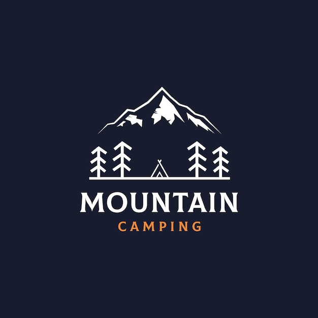 Mountain camping logo design vector illustration