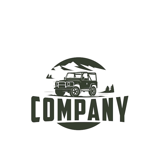 mountain car logo design silhouette