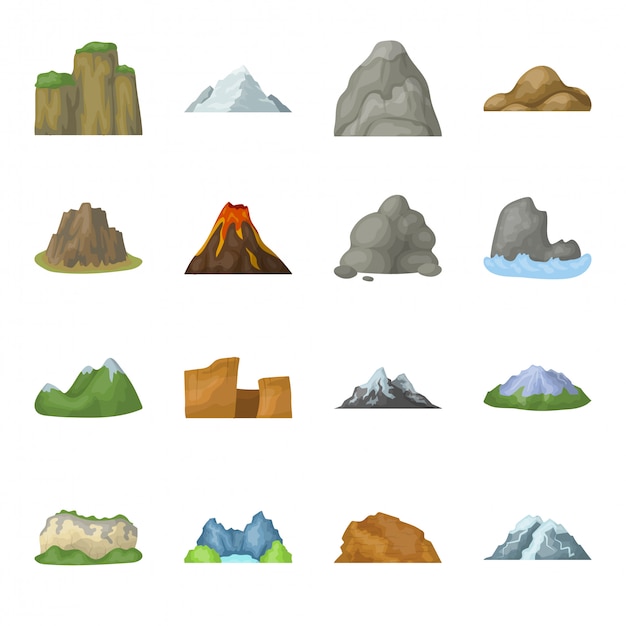 Mountain  cartoon set icon. illustration landscape  . Isolated cartoon set icon mountain .