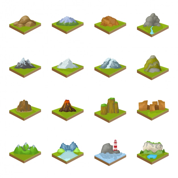 Mountain  cartoon set icon. Landscape cartoon set icon salon.   mountain  .