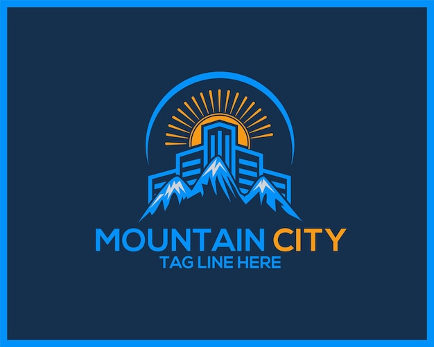 Mountain City Real Estate logo illustration with house shape logo design