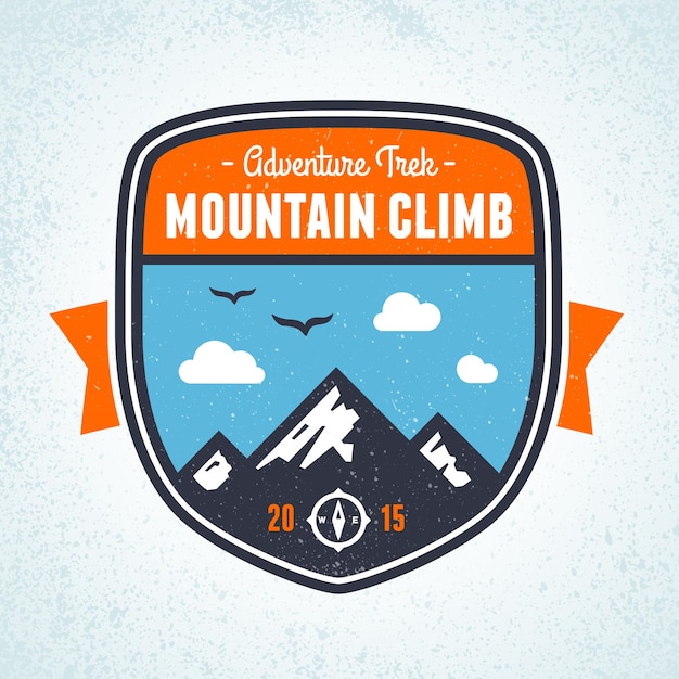 Mountain climbing adventure badge graphic design emblem