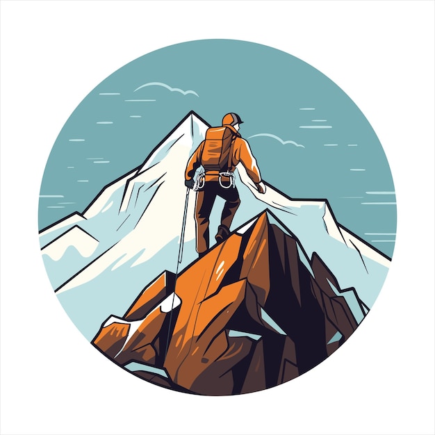 mountain climbing hiking logo vector