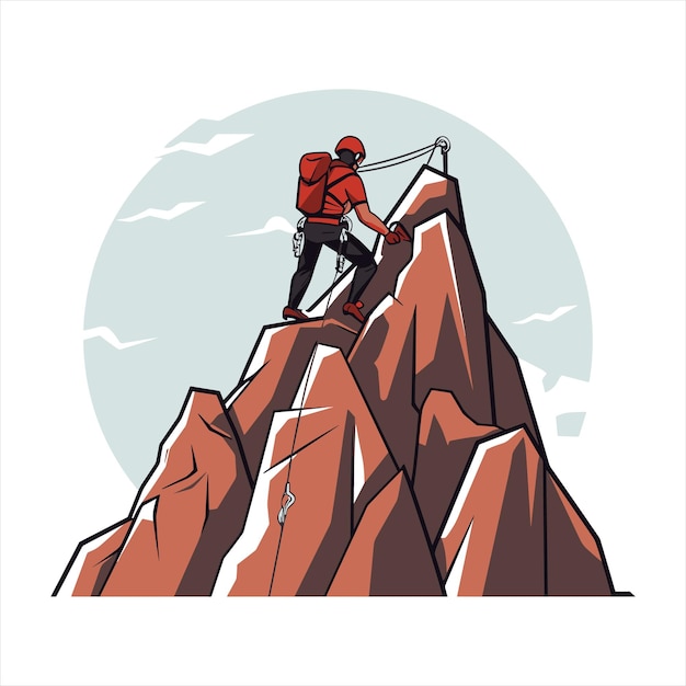 mountain climbing hiking logo vector