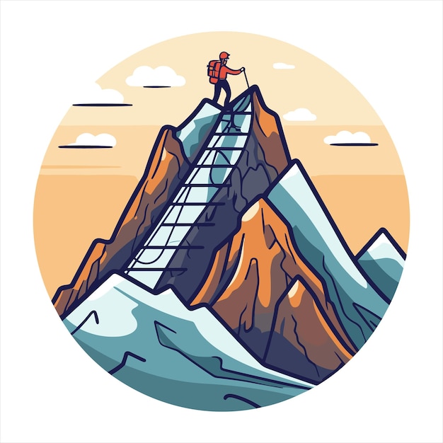 mountain climbing hiking logo vector