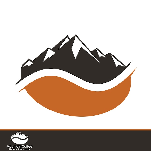 Mountain coffee bean logo vector design Coffee seed logo vector illustration design