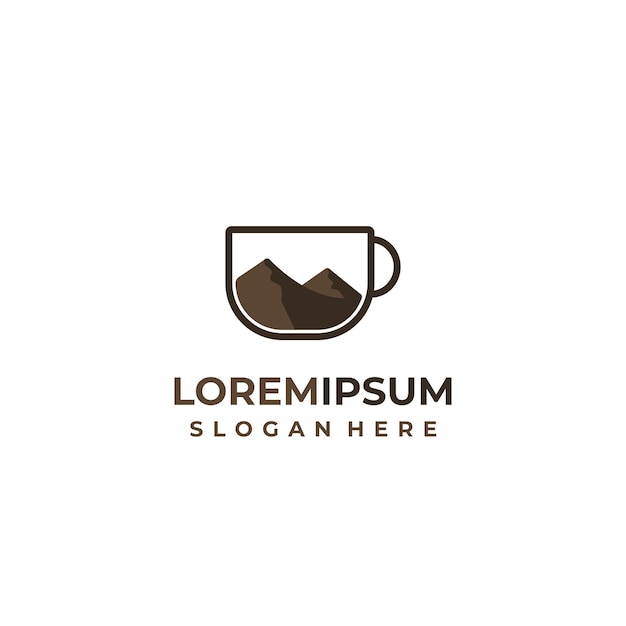 The Mountain Coffee Logo is Perfect for a Coffee Shop Logo on a Mountain or for Mountain Hikers