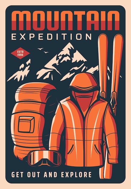 Mountain expedition retro poster