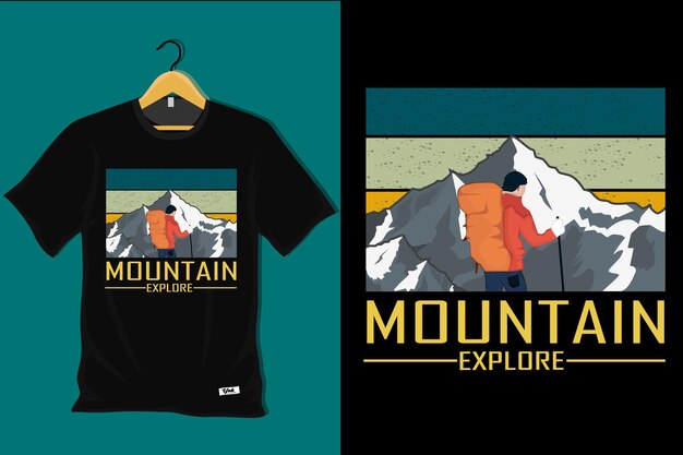 Mountain Explore Retro T Shirt Design