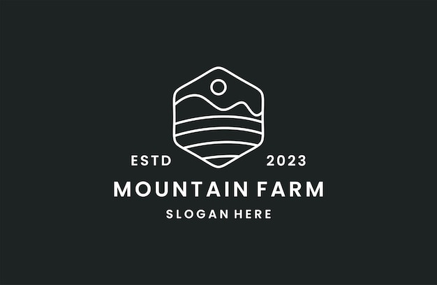 Mountain farm logo template vector illustration design