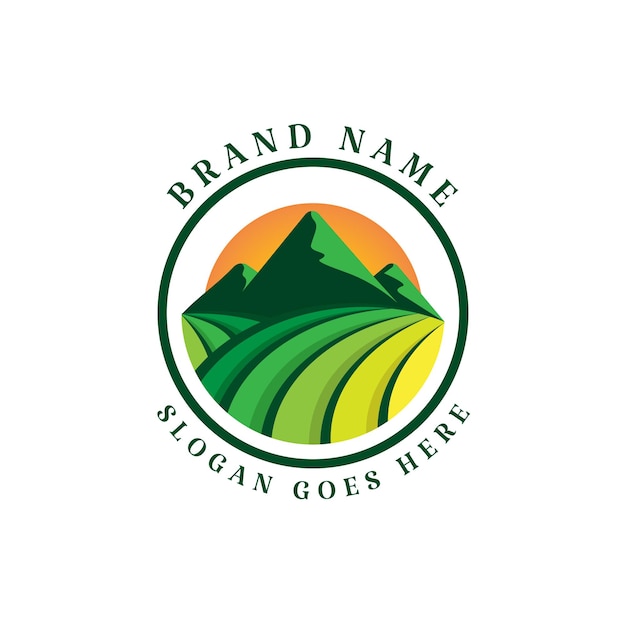 Mountain and farm vector logo template