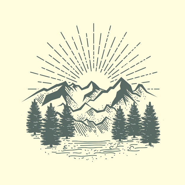 mountain and forest illustration